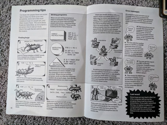 Two pages in the book showing a variety of programming tips.